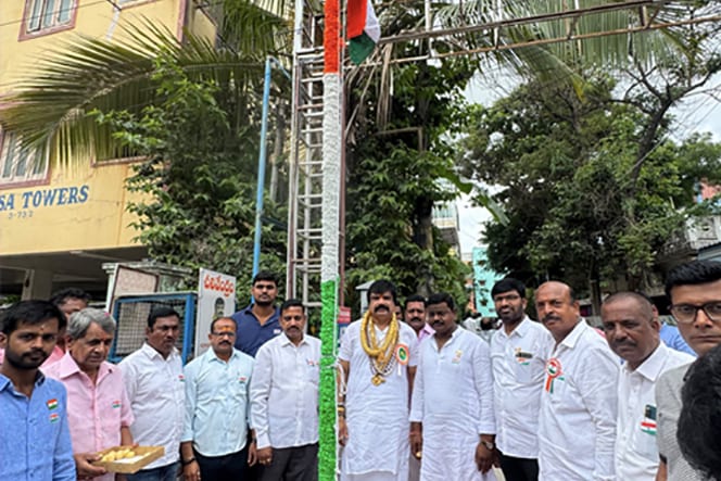 Residents gathered for the Independence Day flag hoisting