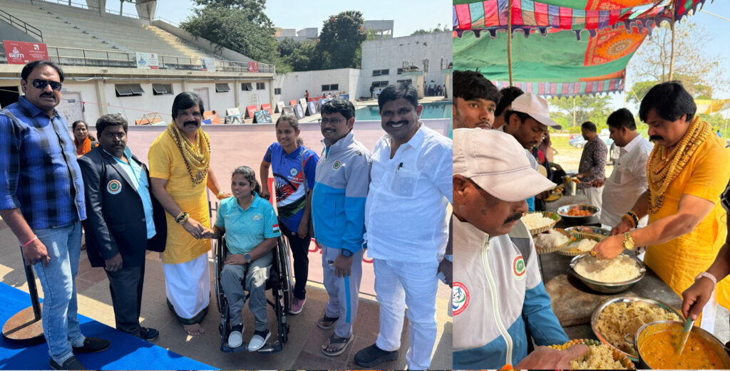 జాతీయ పారా స్విమ్మింగ్ పోటీల్లో భాగంగా మెదటి రోజున అదివారం వివిధ రాష్ట్రాలకు చెందిన పారా స్విమ్మర్లకు అభినందనలు తెలుపుతూ, హోప్ ఫౌండేషన్ ద్వారా భోజనాలు అందచేయడం జరిగింది…